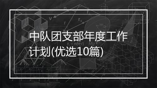 中队团支部年度工作计划(优选10篇)