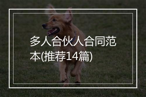 多人合伙人合同范本(推荐14篇)