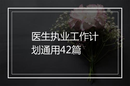 医生执业工作计划通用42篇