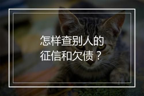 怎样查别人的征信和欠债？