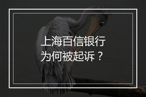 上海百信银行为何被起诉？