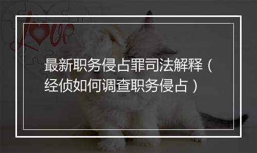 最新职务侵占罪司法解释（经侦如何调查职务侵占）