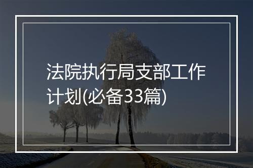 法院执行局支部工作计划(必备33篇)