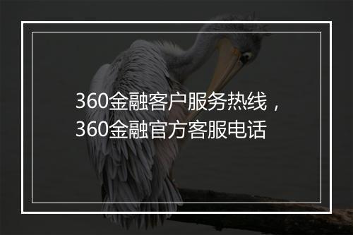 360金融客户服务热线，360金融官方客服电话