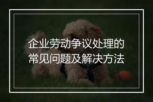 企业劳动争议处理的常见问题及解决方法