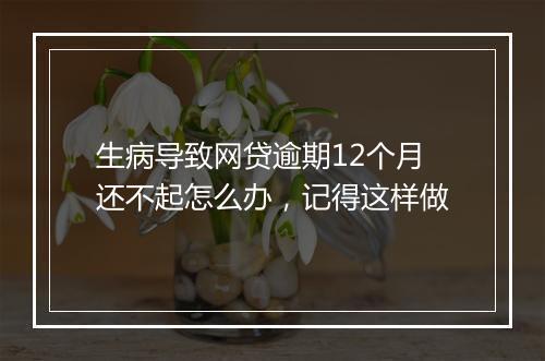 生病导致网贷逾期12个月还不起怎么办，记得这样做