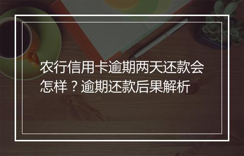 农行信用卡逾期两天还款会怎样？逾期还款后果解析