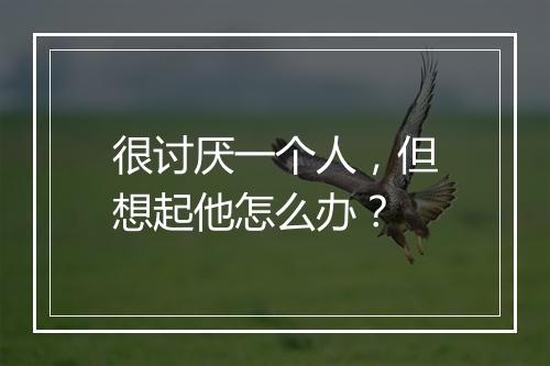 很讨厌一个人，但想起他怎么办？