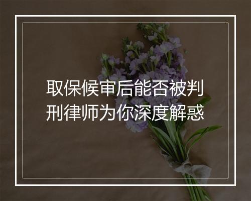 取保候审后能否被判刑律师为你深度解惑