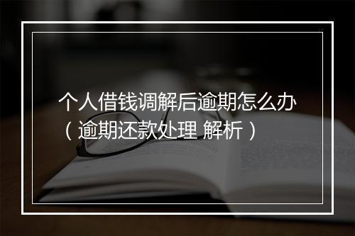 个人借钱调解后逾期怎么办（逾期还款处理 解析）