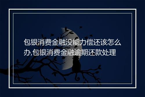 包银消费金融没能力偿还该怎么办,包银消费金融逾期还款处理