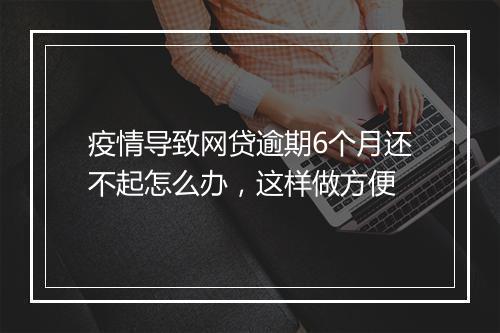 疫情导致网贷逾期6个月还不起怎么办，这样做方便