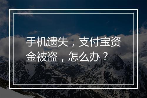 手机遗失，支付宝资金被盗，怎么办？