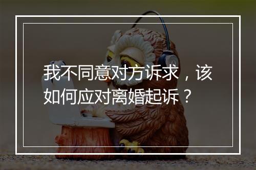 我不同意对方诉求，该如何应对离婚起诉？
