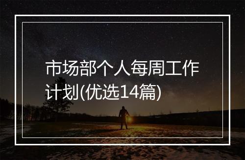 市场部个人每周工作计划(优选14篇)