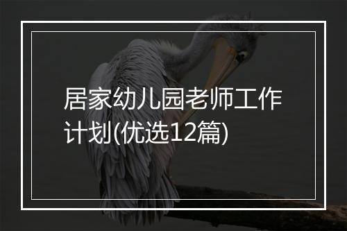 居家幼儿园老师工作计划(优选12篇)