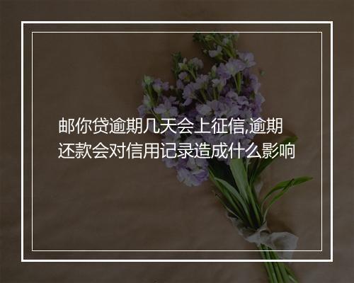 邮你贷逾期几天会上征信,逾期还款会对信用记录造成什么影响