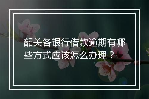 韶关各银行借款逾期有哪些方式应该怎么办理？