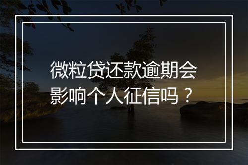 微粒贷还款逾期会影响个人征信吗？