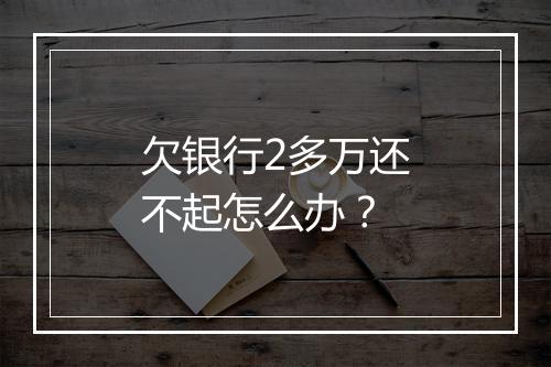 欠银行2多万还不起怎么办？