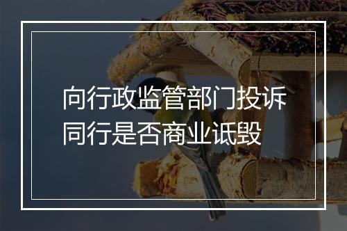 向行政监管部门投诉同行是否商业诋毁