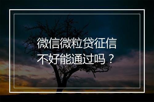 微信微粒贷征信不好能通过吗？