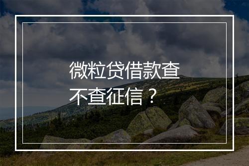 微粒贷借款查不查征信？