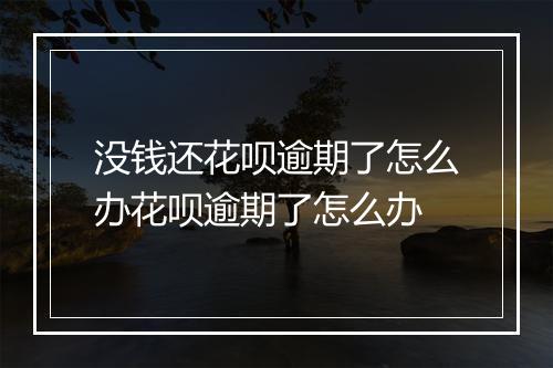 没钱还花呗逾期了怎么办花呗逾期了怎么办