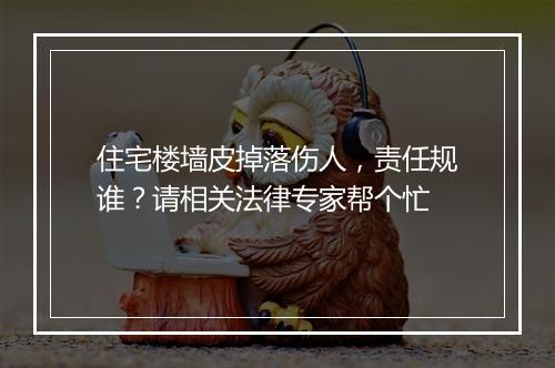 住宅楼墙皮掉落伤人，责任规谁？请相关法律专家帮个忙