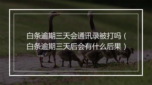 白条逾期三天会通讯录被打吗（白条逾期三天后会有什么后果）