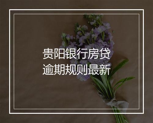 贵阳银行房贷逾期规则最新