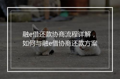 融e借还款协商流程详解，如何与融e借协商还款方案