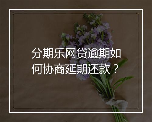 分期乐网贷逾期如何协商延期还款？