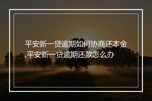 平安新一贷逾期如何协商还本金,平安新一贷逾期还款怎么办