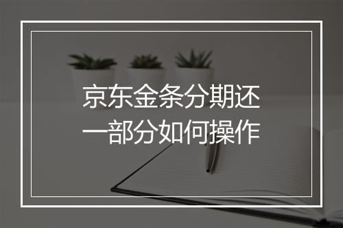 京东金条分期还一部分如何操作