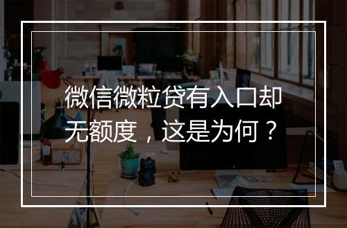 微信微粒贷有入口却无额度，这是为何？