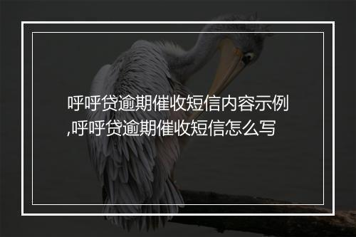 呼呼贷逾期催收短信内容示例,呼呼贷逾期催收短信怎么写