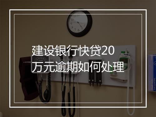 建设银行快贷20万元逾期如何处理