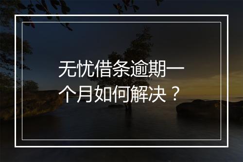 无忧借条逾期一个月如何解决？
