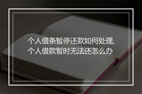 个人借条暂停还款如何处理,个人借款暂时无法还怎么办