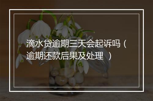 滴水贷逾期三天会起诉吗（逾期还款后果及处理 ）
