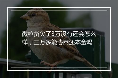 微粒贷欠了3万没有还会怎么样，三万多能协商还本金吗