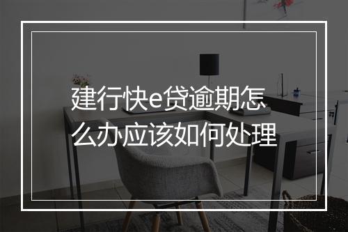 建行快e贷逾期怎么办应该如何处理