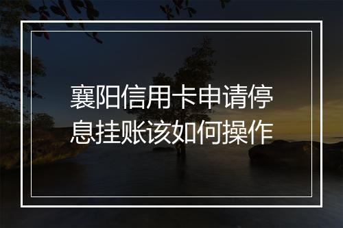 襄阳信用卡申请停息挂账该如何操作