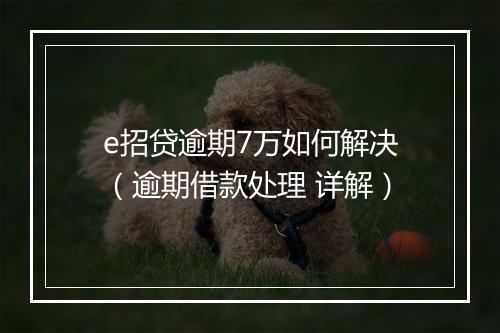 e招贷逾期7万如何解决（逾期借款处理 详解）