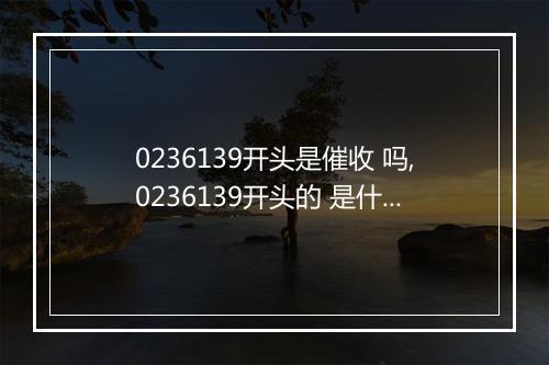 0236139开头是催收 吗,0236139开头的 是什么机构的