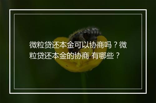 微粒贷还本金可以协商吗？微粒贷还本金的协商 有哪些？