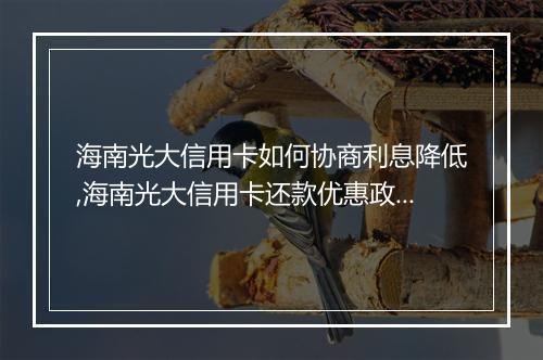 海南光大信用卡如何协商利息降低,海南光大信用卡还款优惠政策详解