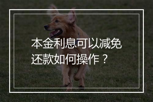 本金利息可以减免还款如何操作？