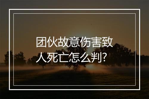 团伙故意伤害致人死亡怎么判?